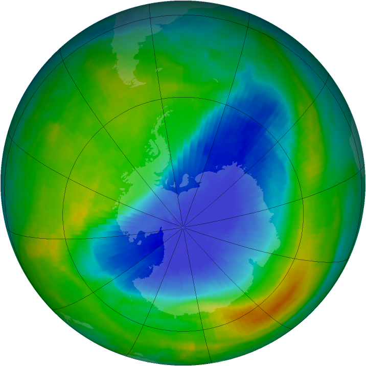 Antarctic ozone map for 09 November 1985